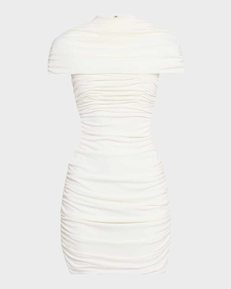 Terra Cutout Ruched Mock-Neck Mini Dress